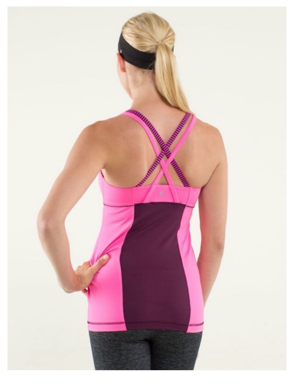 Lululemon Energy Hyper Striped Raspberry Tank Top - Picture 2 of 2